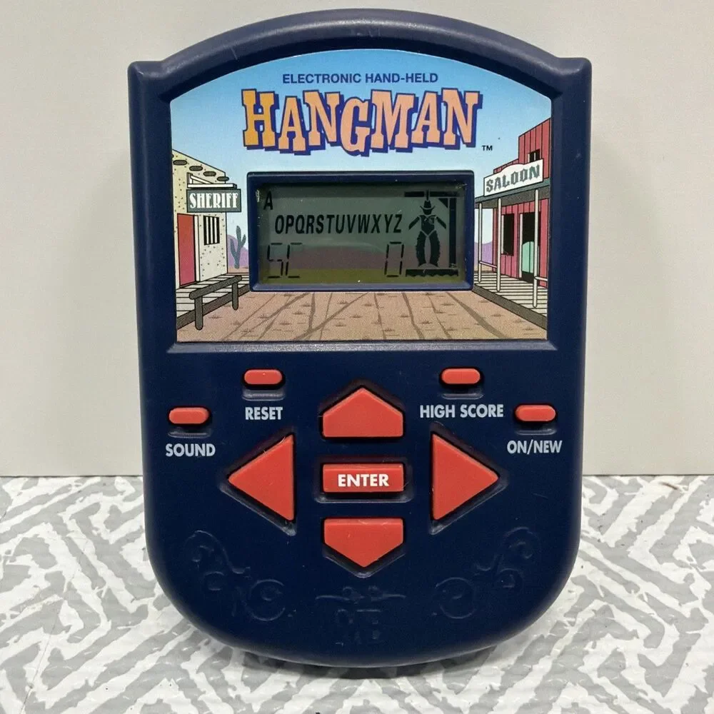 Vintage 1995 Milton Bradley Hangman Handheld Game, Electronic Tested New Battery